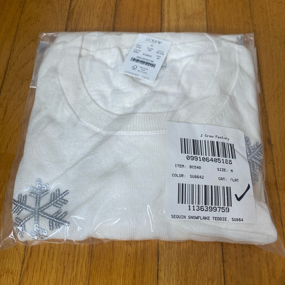 Jcrew Factory Sequin snowflake Teddie sweater
Item BC540 - Picture 2 of 2